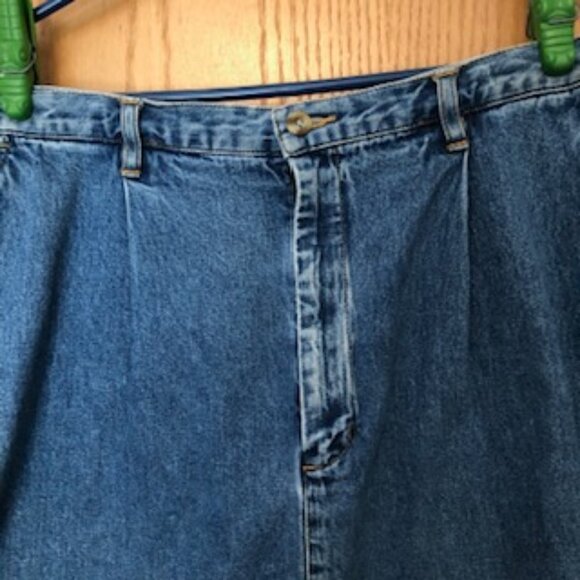 Vintage Eddie Bauer Blue Denim Jean Skirt Rockabilly Zip Button 16 Women's - Picture 2 of 4